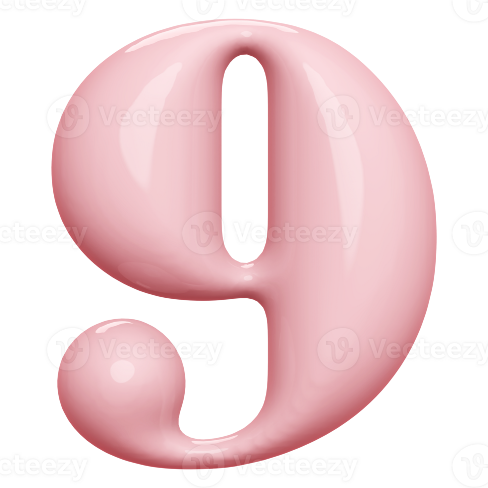 Pink 3D Number 9 png