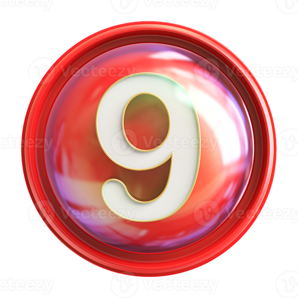 Icon 3D Number 9 png