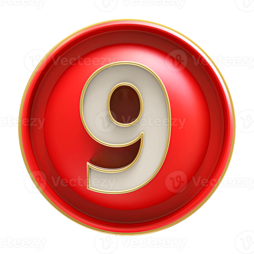 Icon 3D Number 9 png