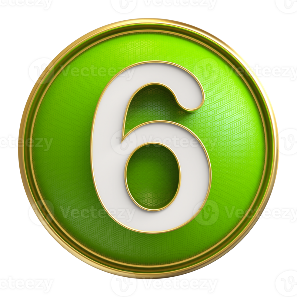 Icon 3D Number 6 png