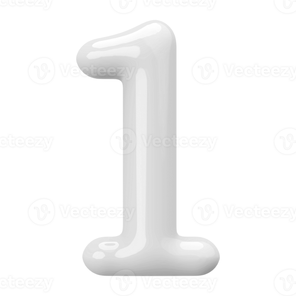 Silver 3D Number 1 png