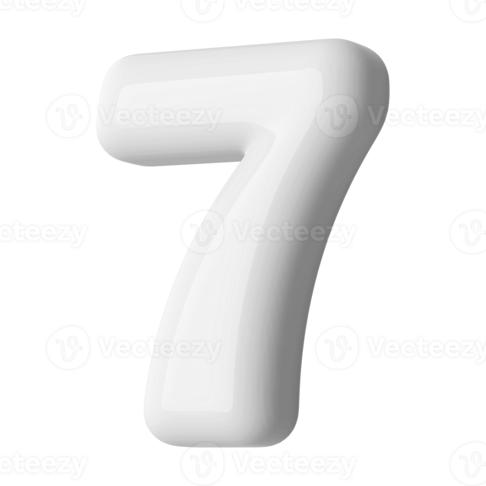Silver 3D Number 7 png