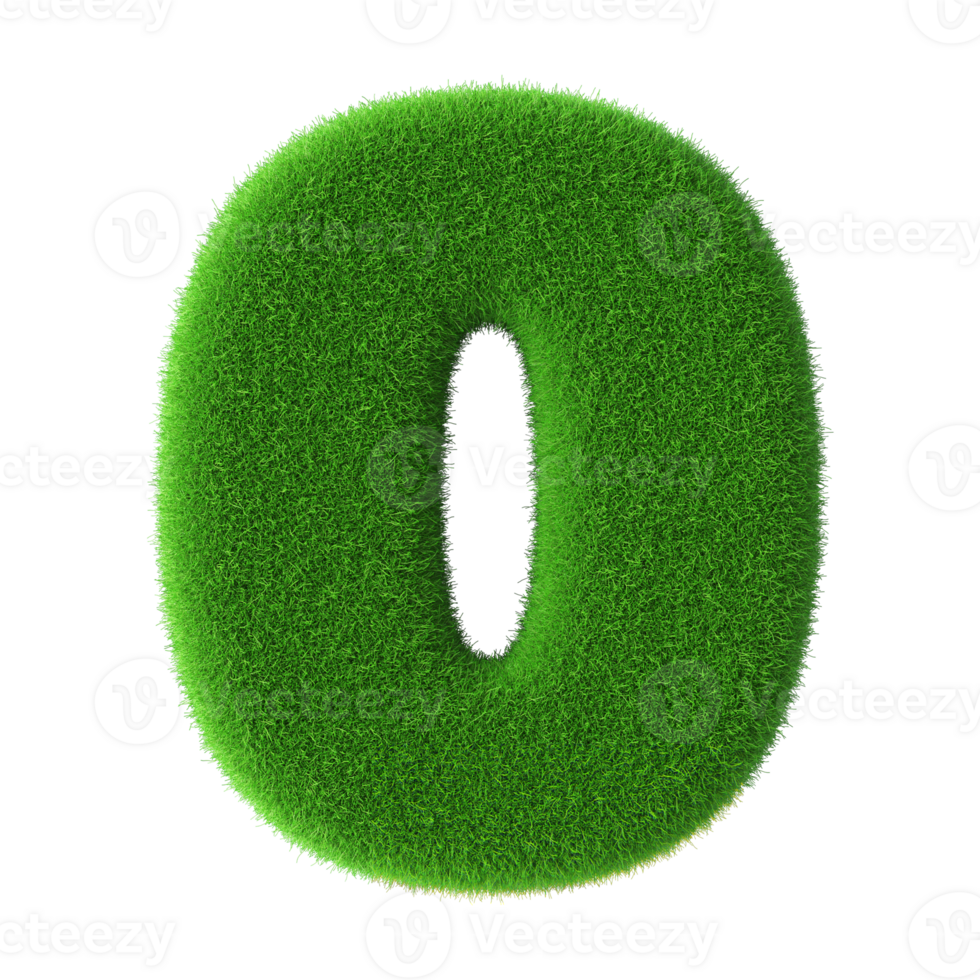 Grass Green 3D Number 0 png