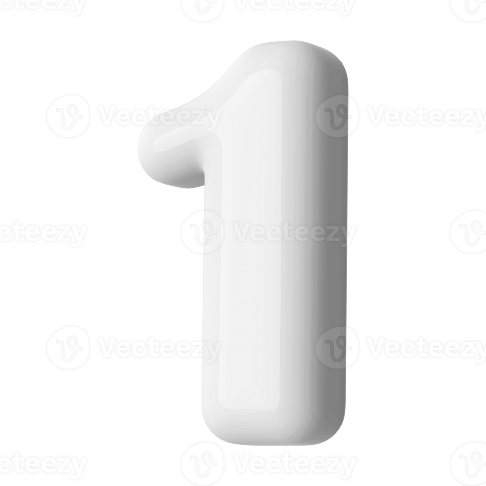 Silver 3D Number 1 png