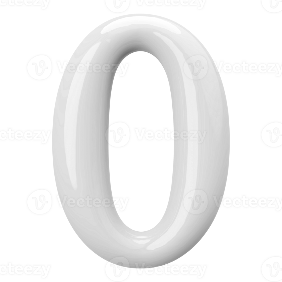 Silver 3D Number 0 png