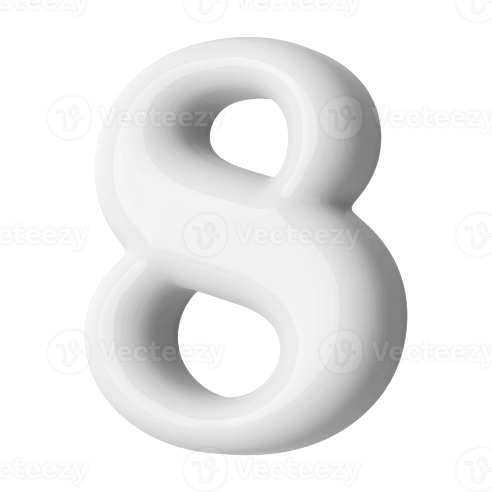 Silver 3D Number 8 png