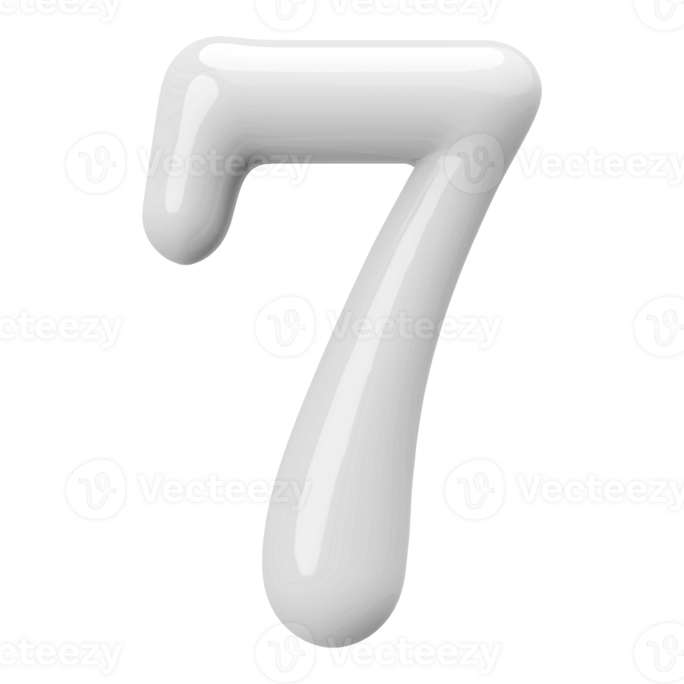 Silver 3D Number 7 png