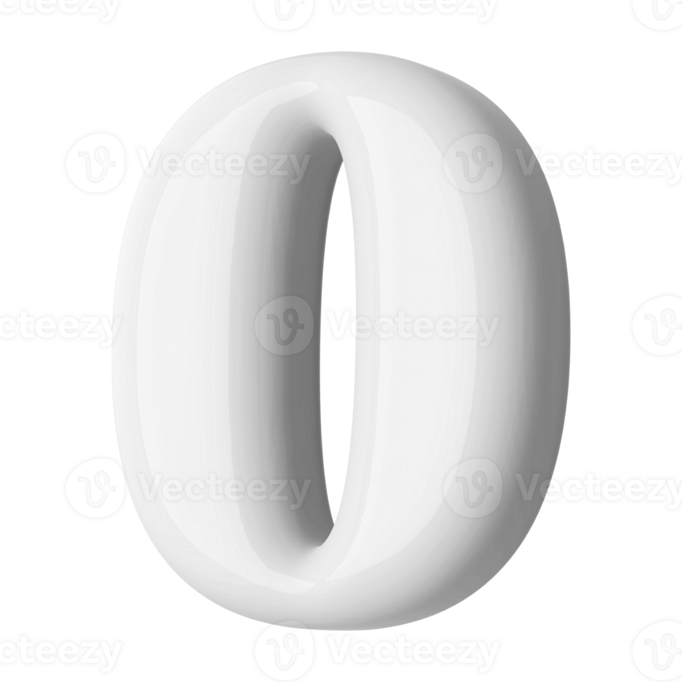 Silver 3D Number 0 png