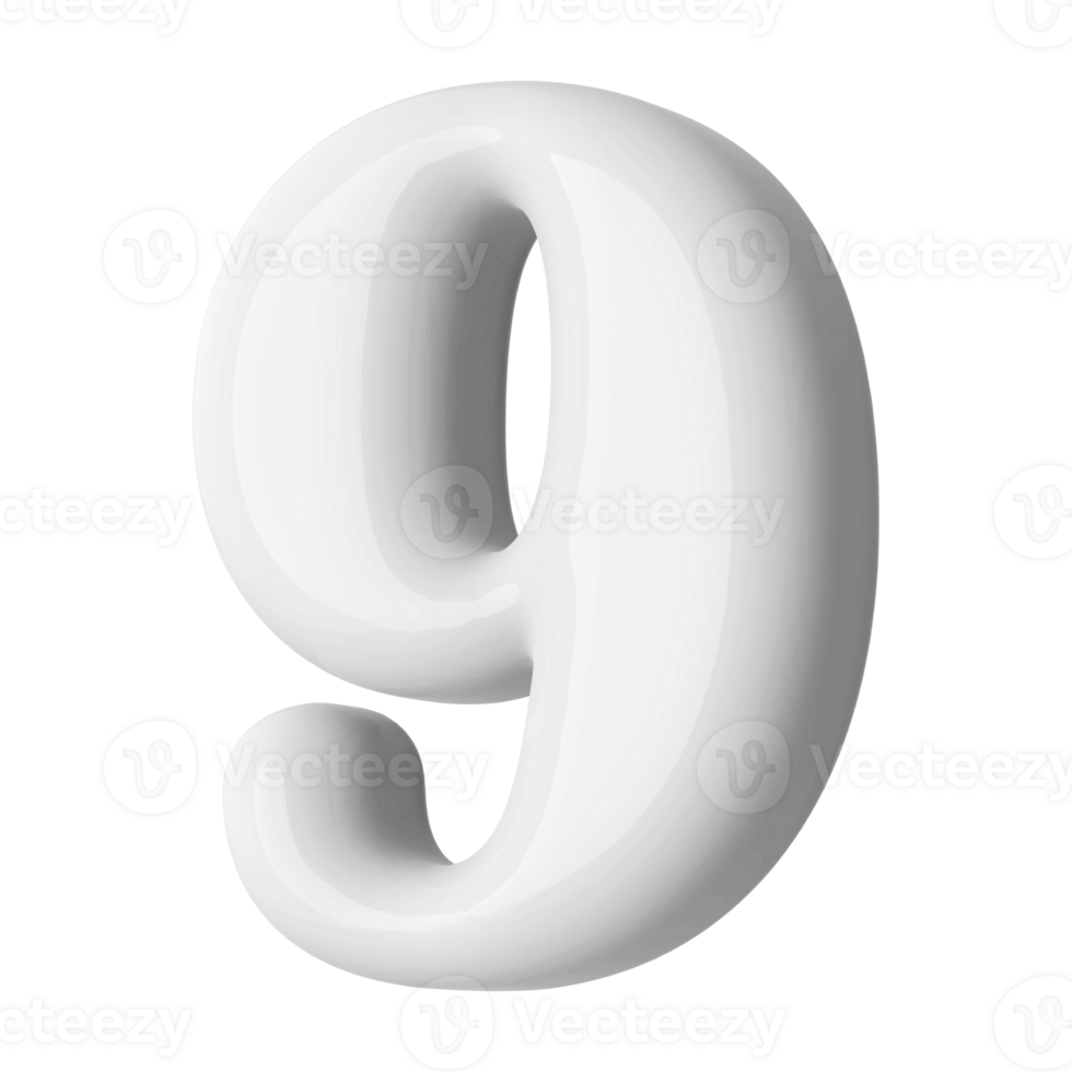 Silver 3D Number 9 46646257 PNG