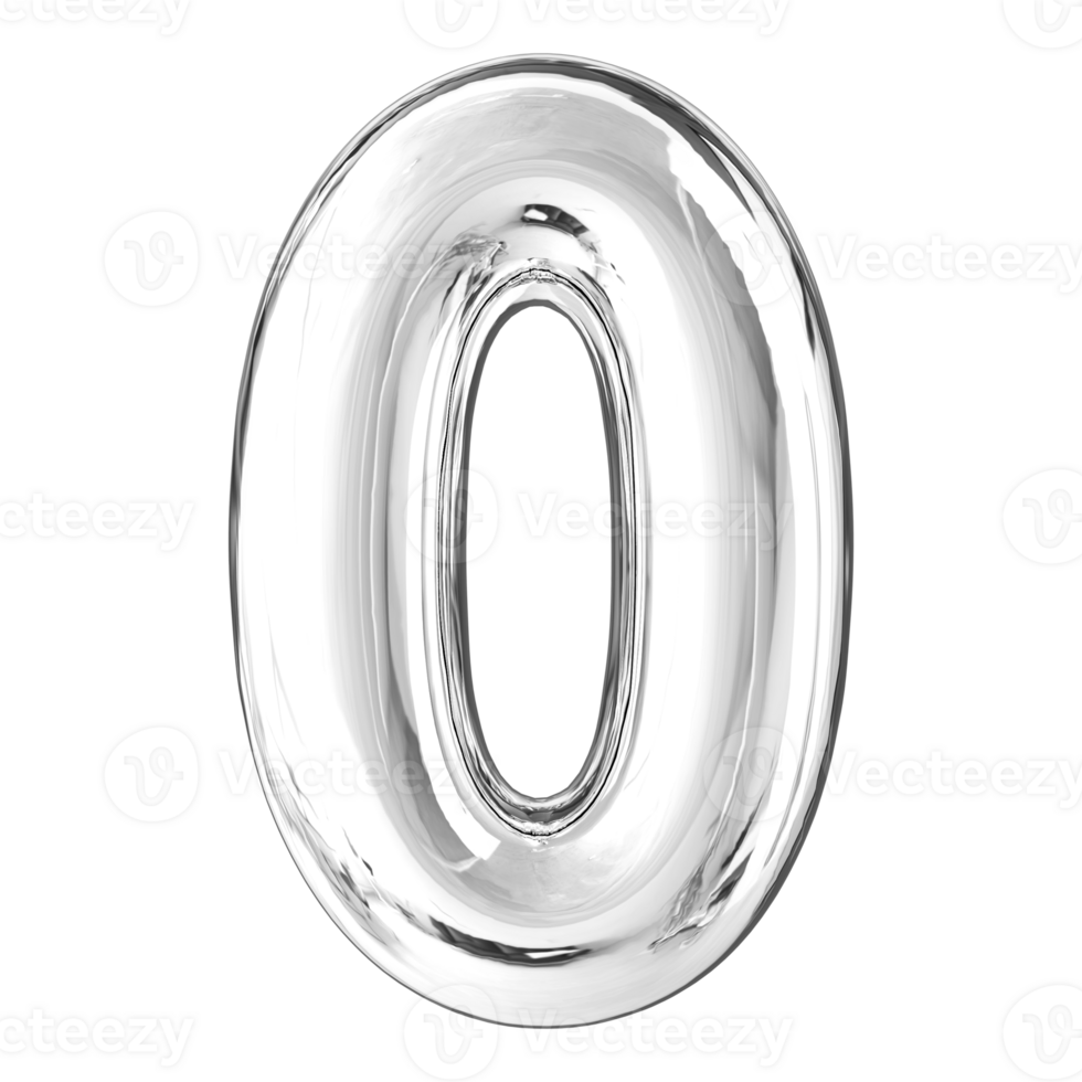 Silver 3D Number 0 46646272 PNG