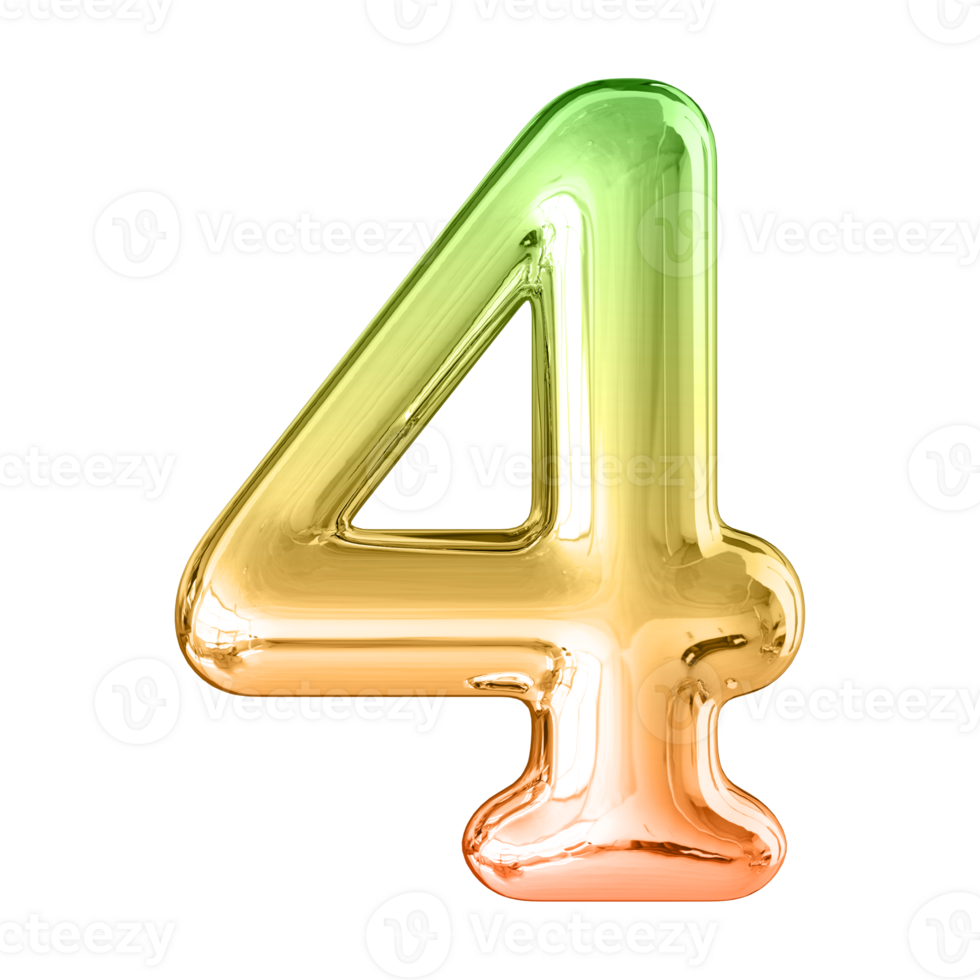 Gradient Bubble 3D Number 4 png