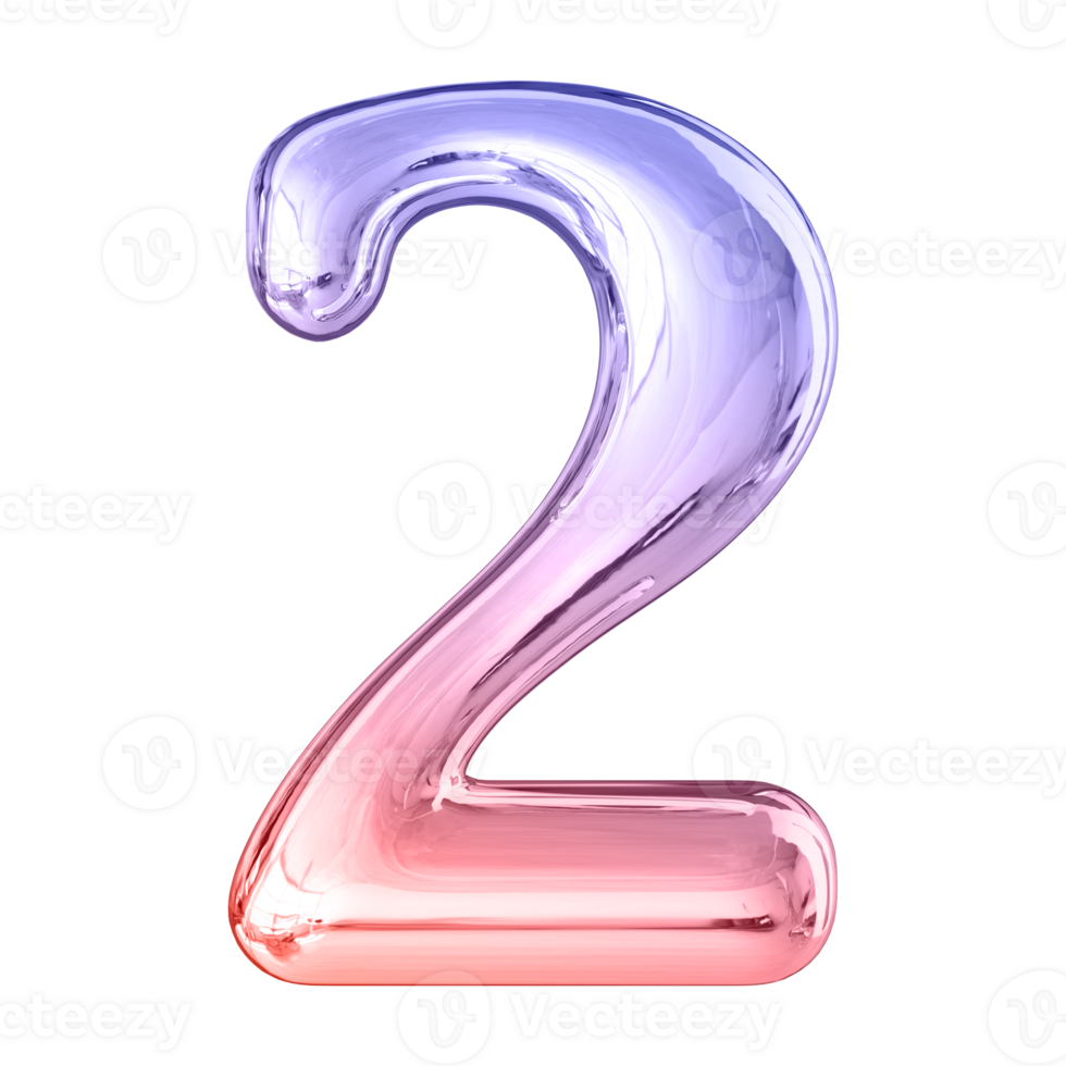 Gradient Bubble 3D Number 2 png