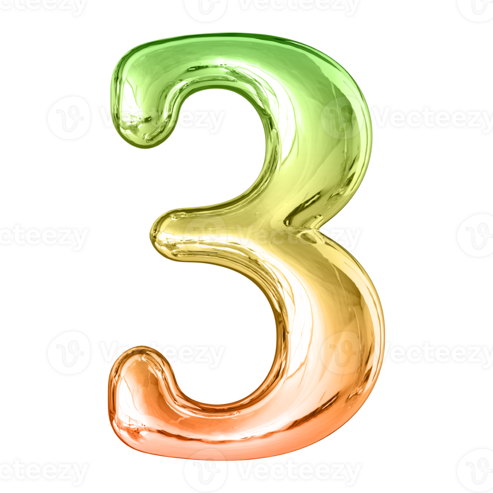 Gradient Bubble 3D Number 3 png