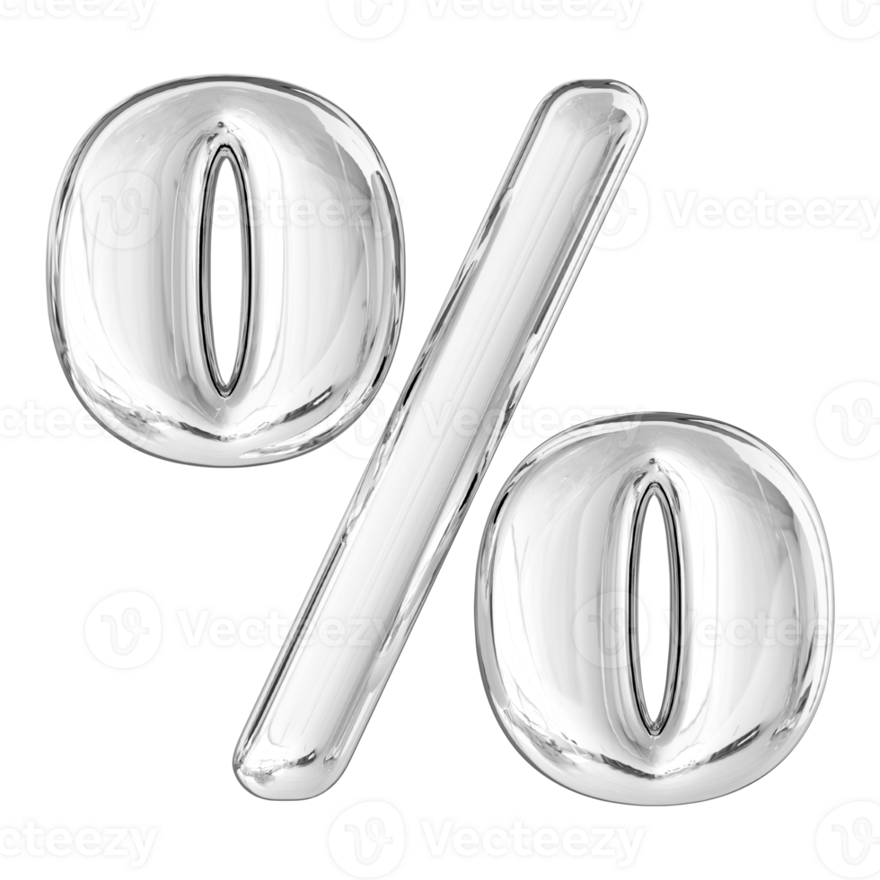 Silver 3D Percent Symbol png