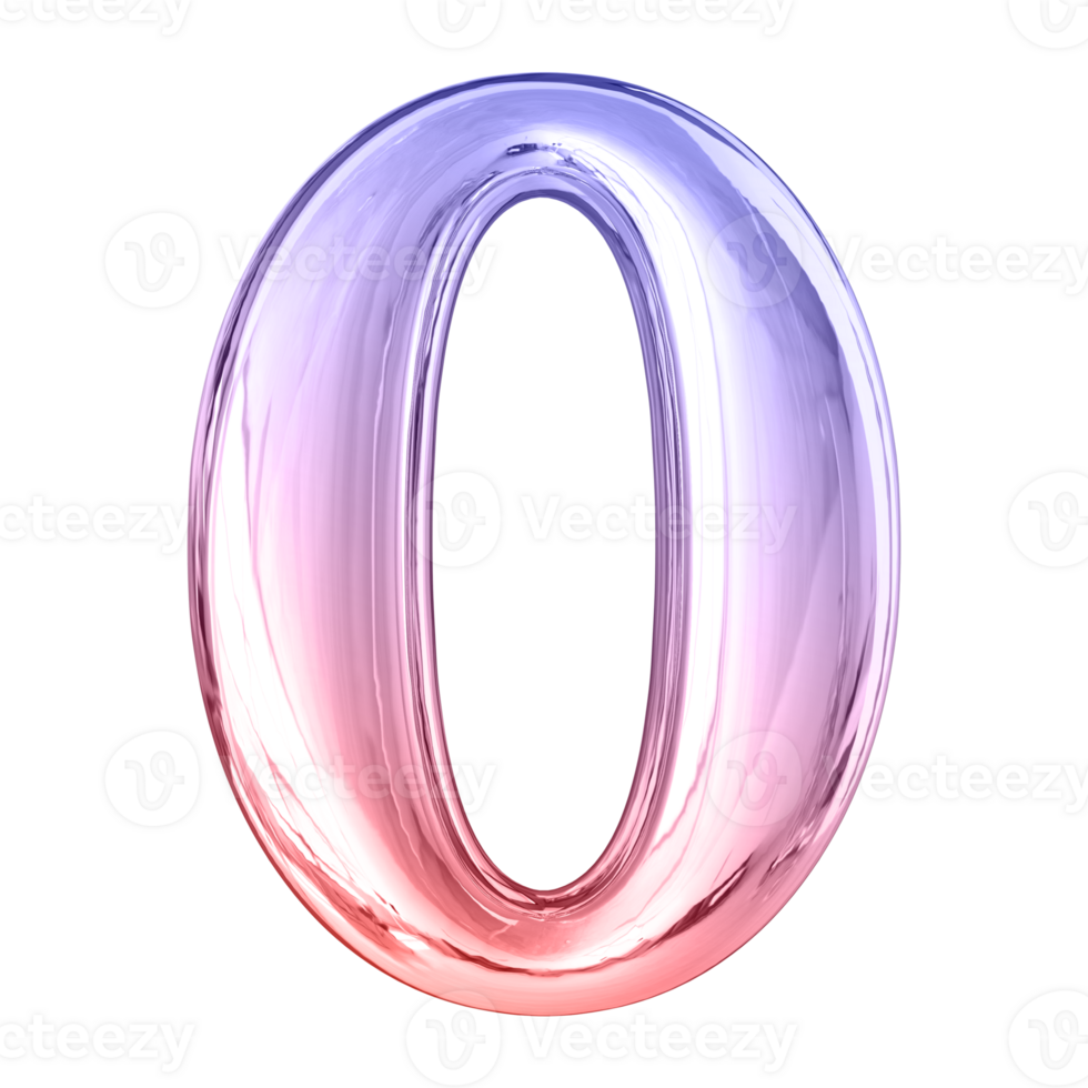 Gradient Bubble 3D Number 0 png