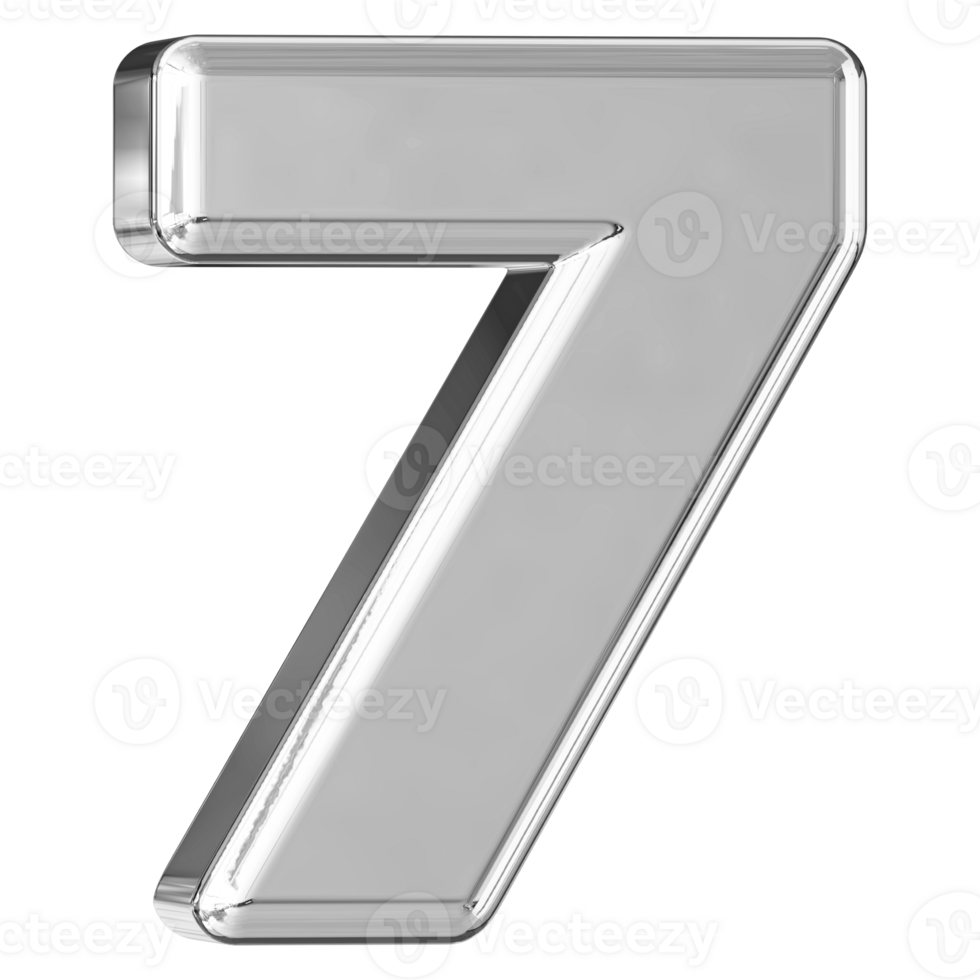 Silver 3D Number 7 png