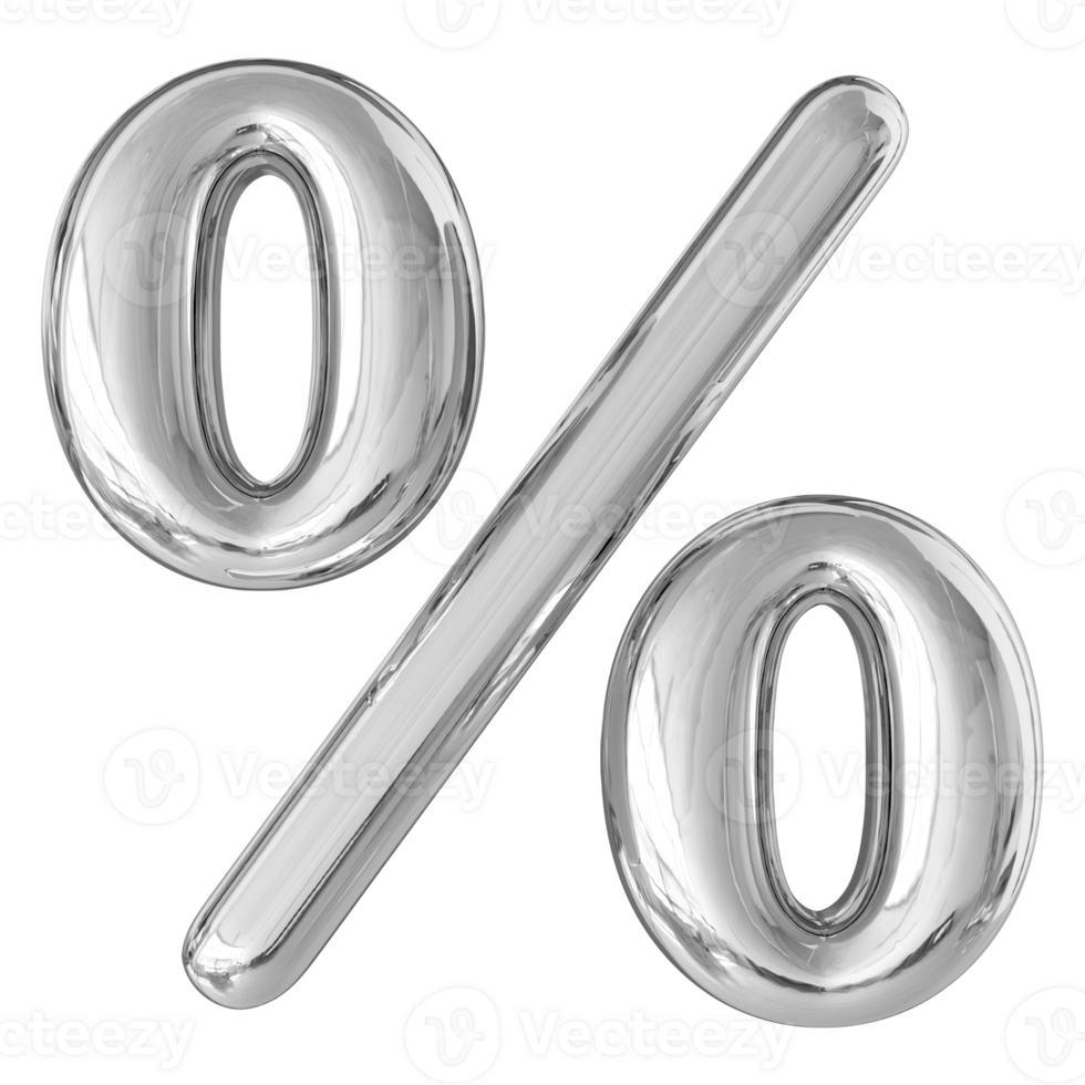 Silver 3D Percent Symbol png