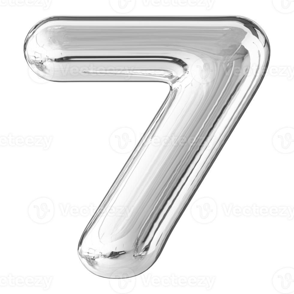 Silver Bubble 3D Number 7 png