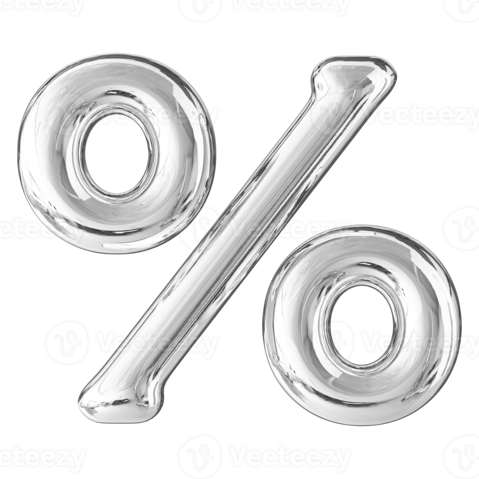 Silver Bubble 3D Percent Symbol png