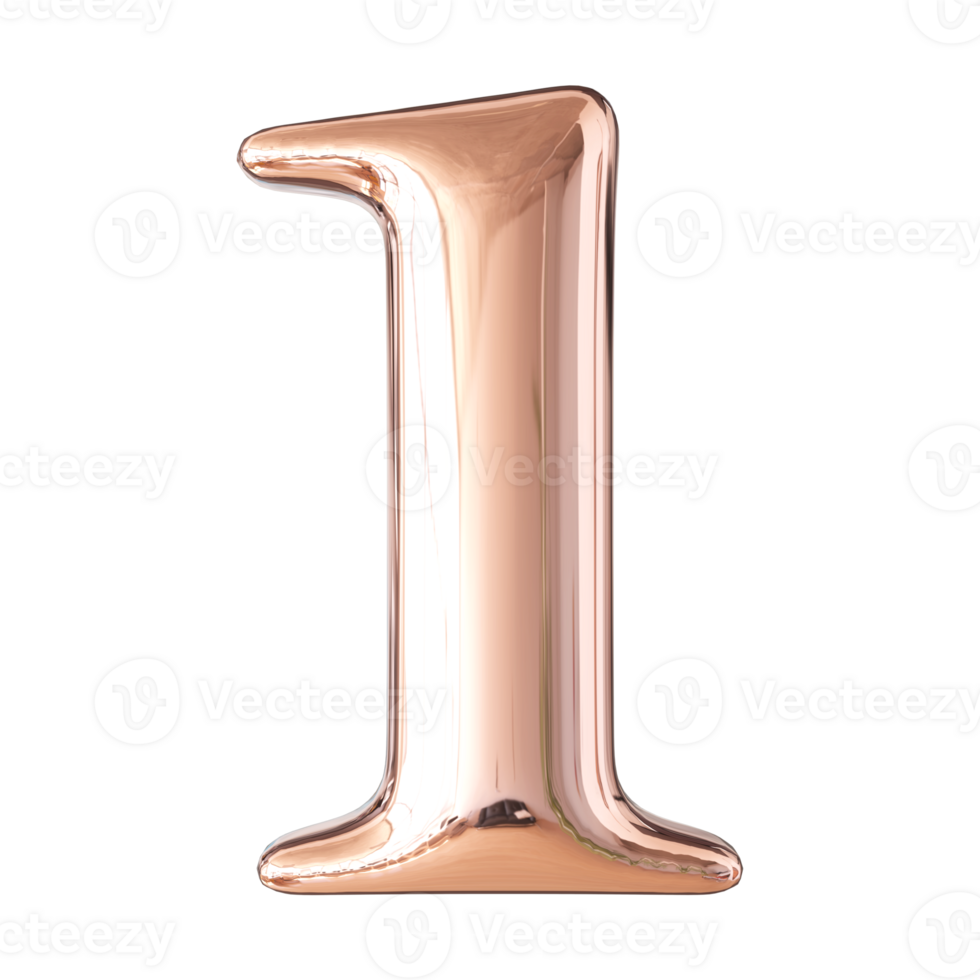 Gold 3D Number 1 png