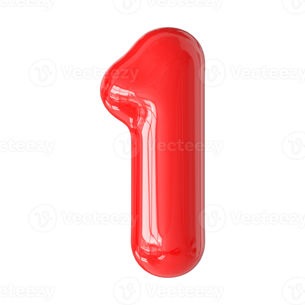 Red Bubble 3D Number 1 png