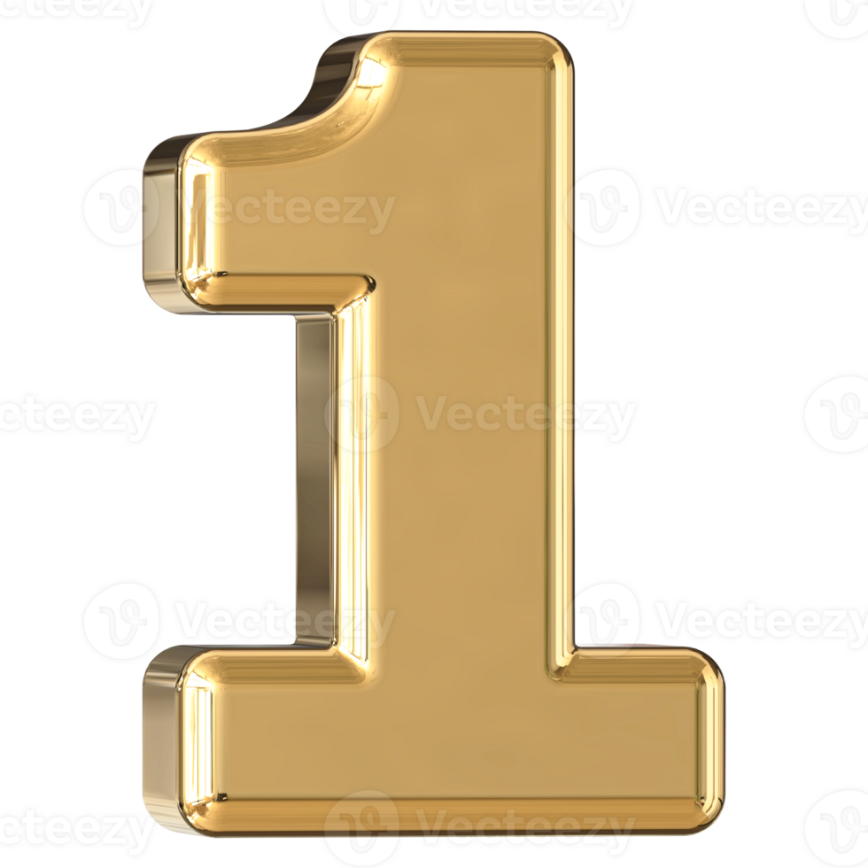 Gold 3D Number 1 png