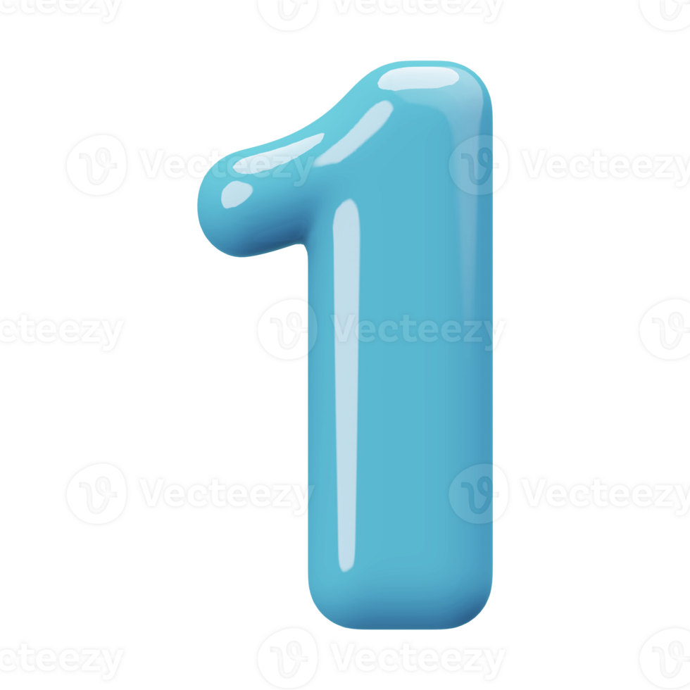 Blue 3D Number 1 png