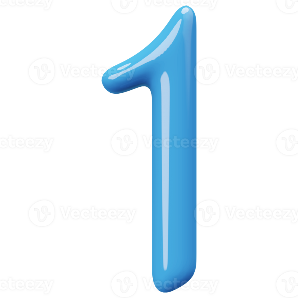 Blue 3D Number 1 png