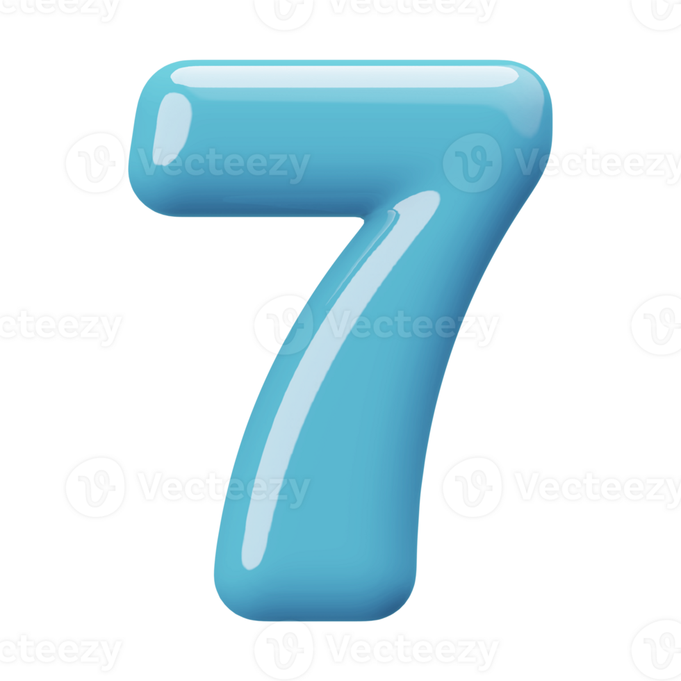Blue 3D Number 7 png