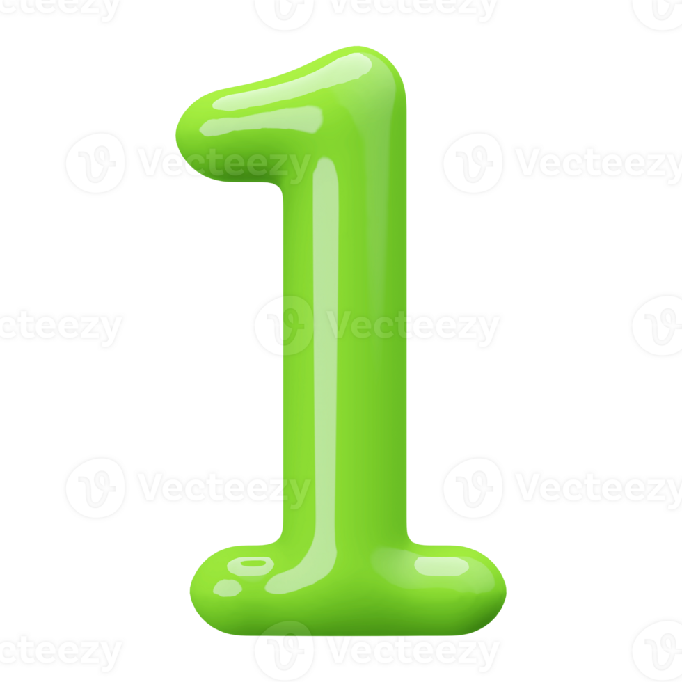 Green 3D Number 1 png