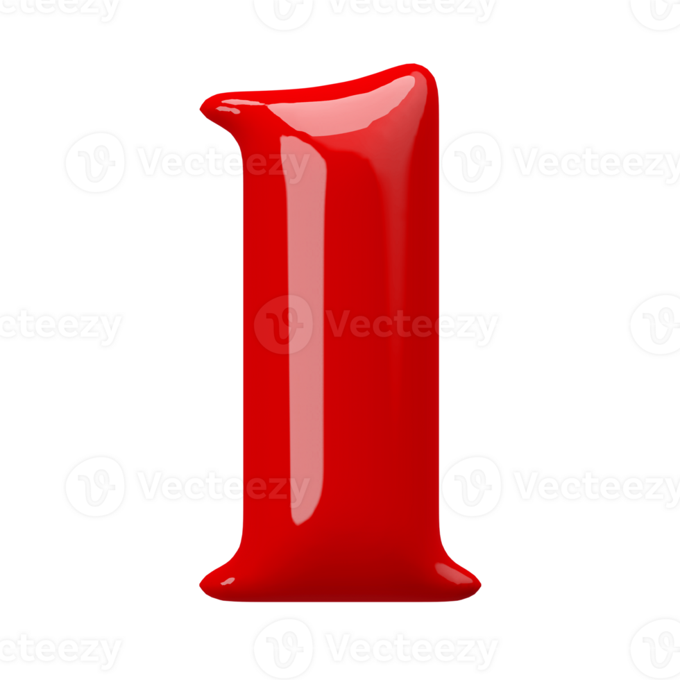 Red 3D Number 1 png