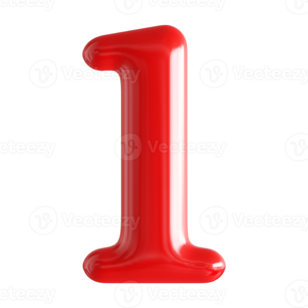 Red Bubble 3D Number 1 png