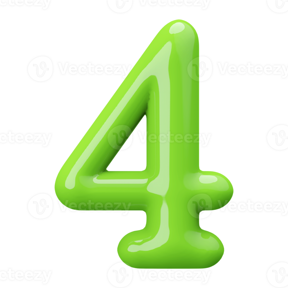 Green 3D Number 4 png