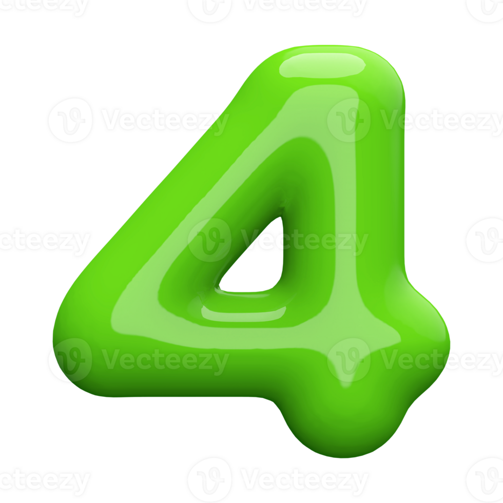 Green Bubble 3D Number 4 png