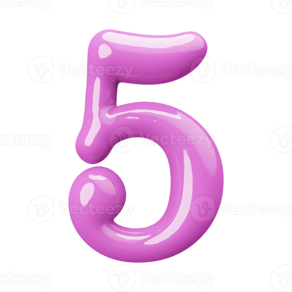 Pink 3D Number 5 png