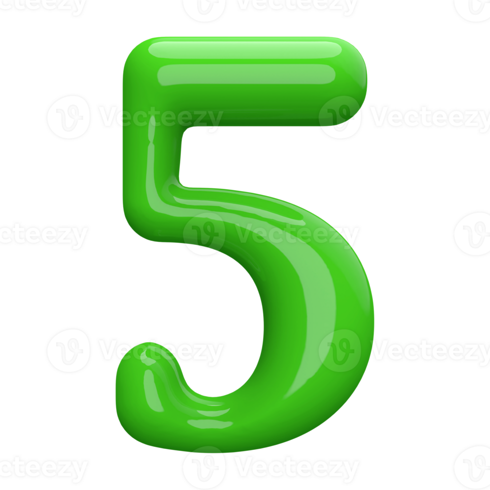 Green Bubble 3D Number 5 png