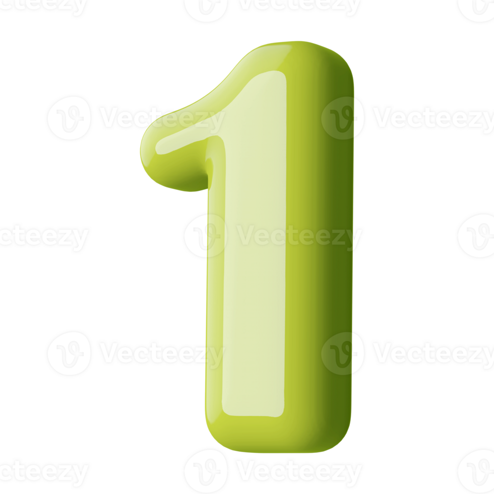 Green 3D Number 1 png