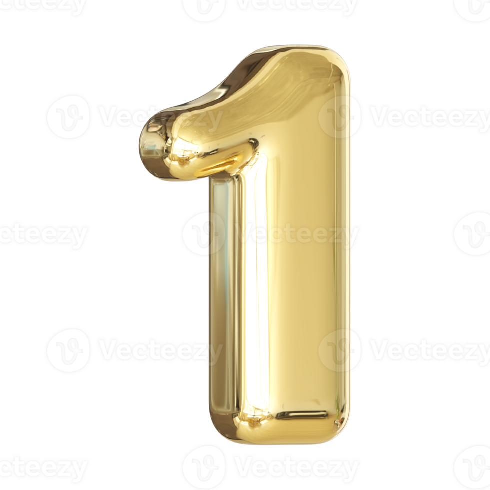 Gold 3D Number 1 png