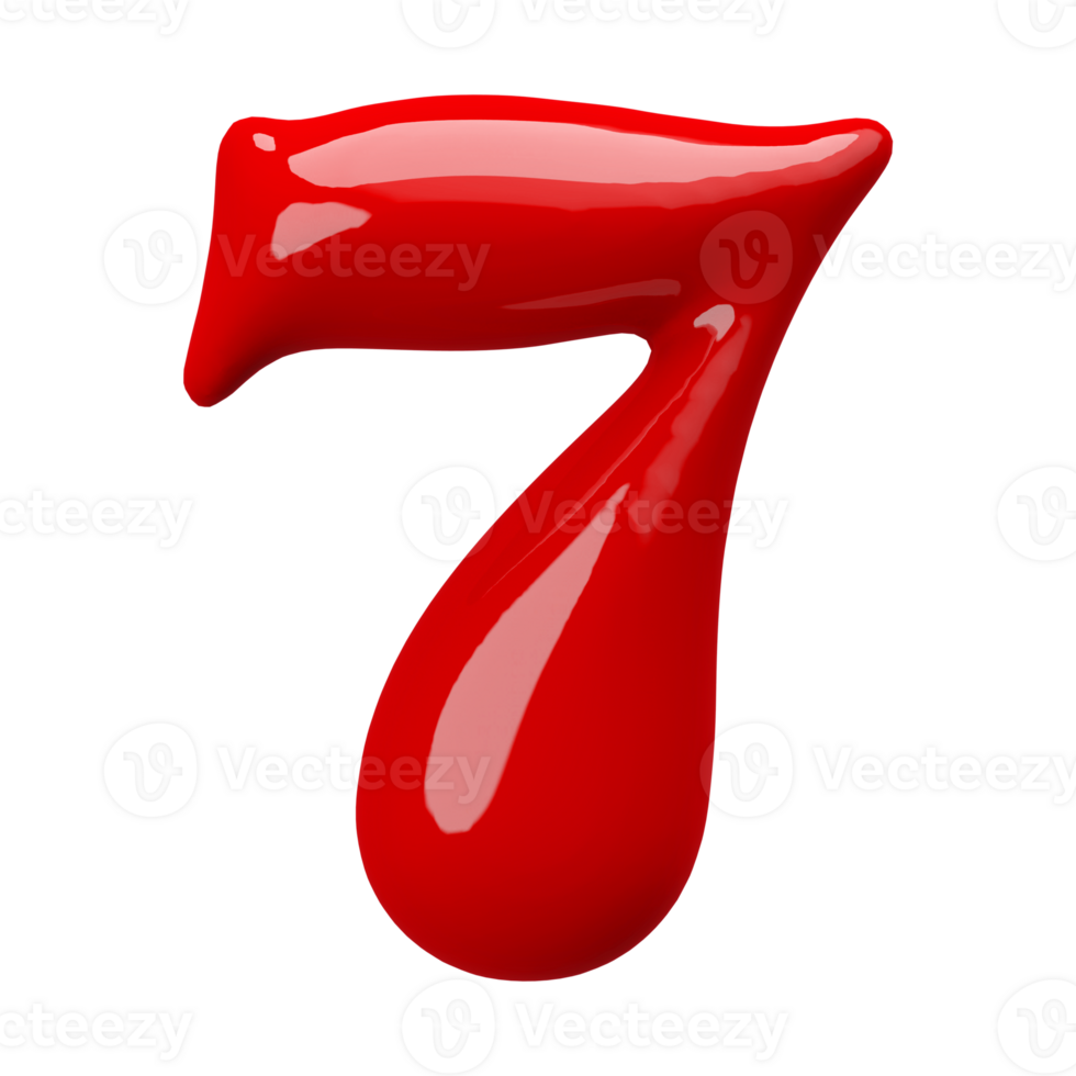 Red 3D Number 7 png