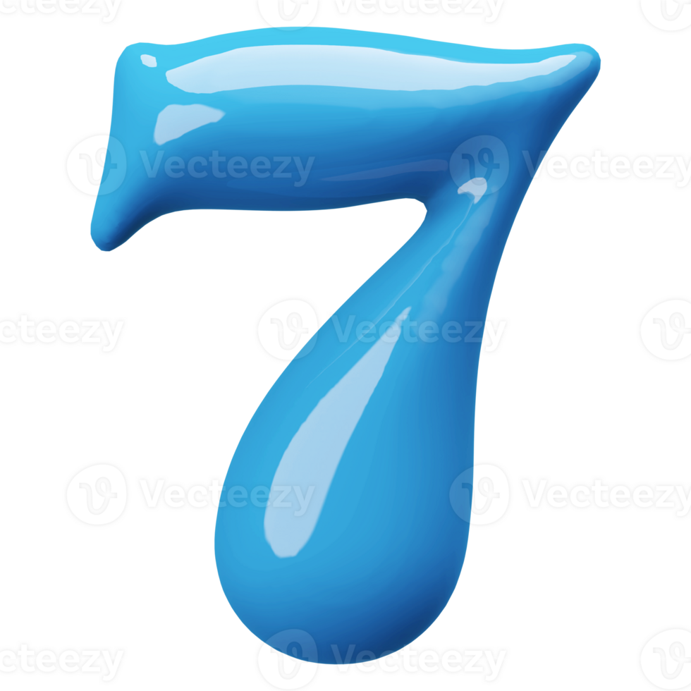 Blue 3D Number 7 png