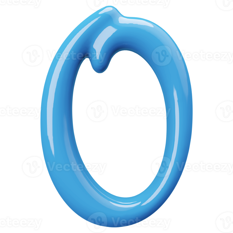 Blue 3D Number 0 png