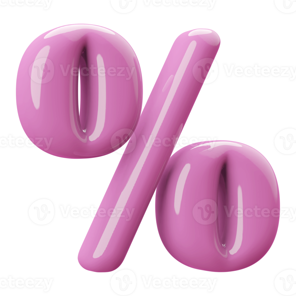 Pink 3D Percent Symbol png