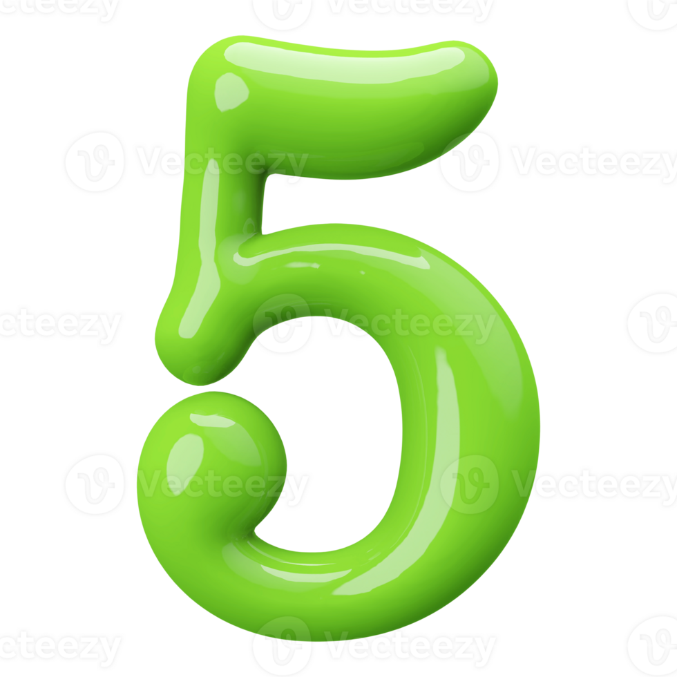 Green 3D Number 5 png