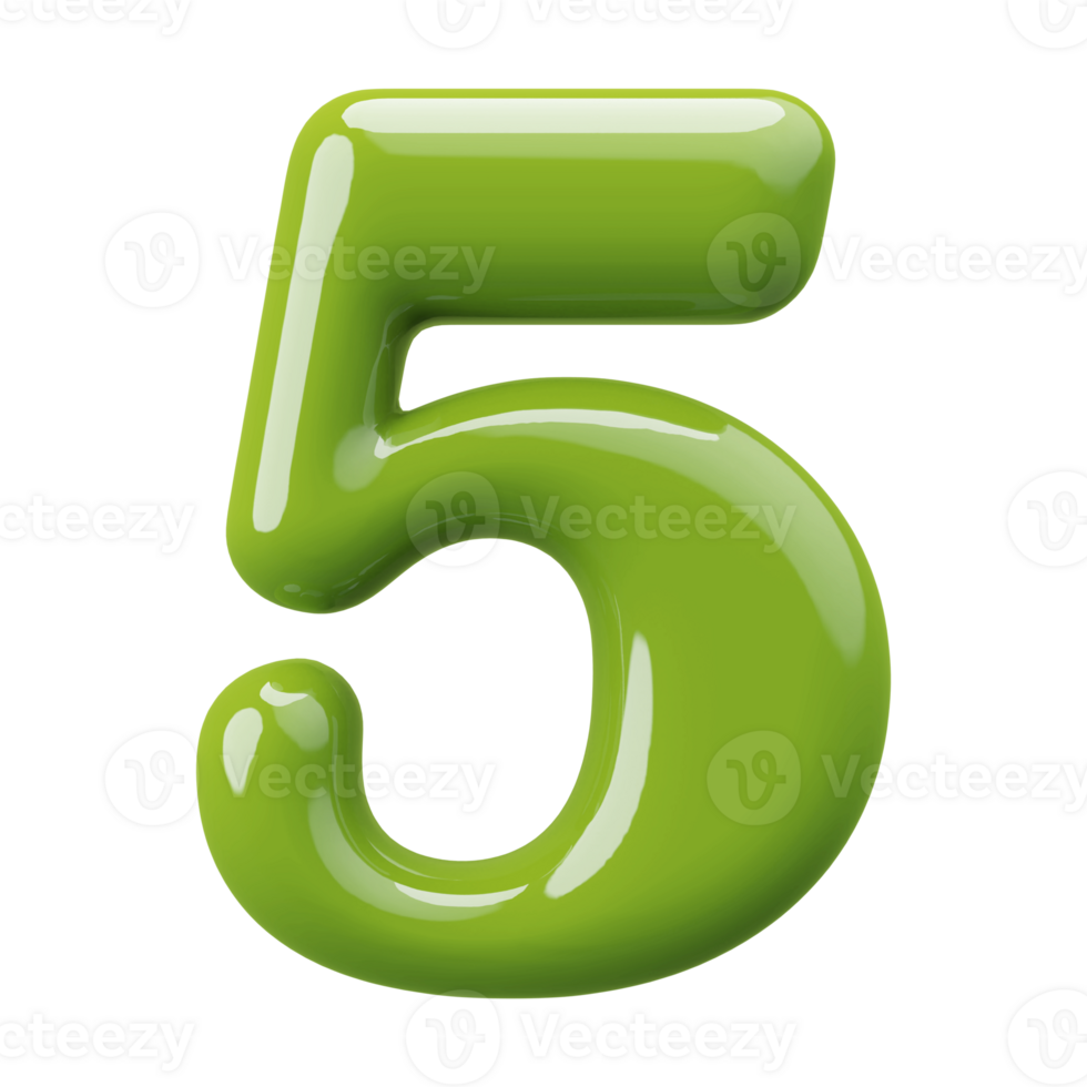 Green 3D Number 5 png