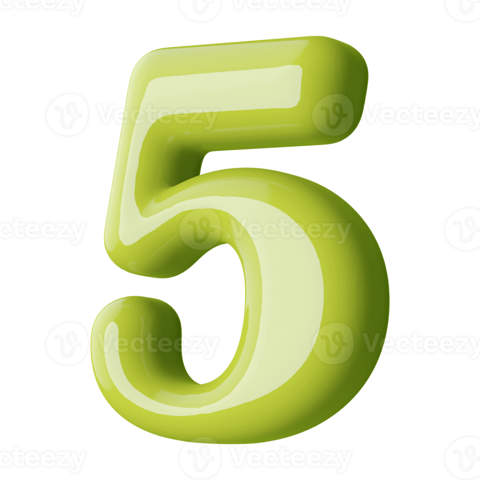 Green 3D Number 5 png