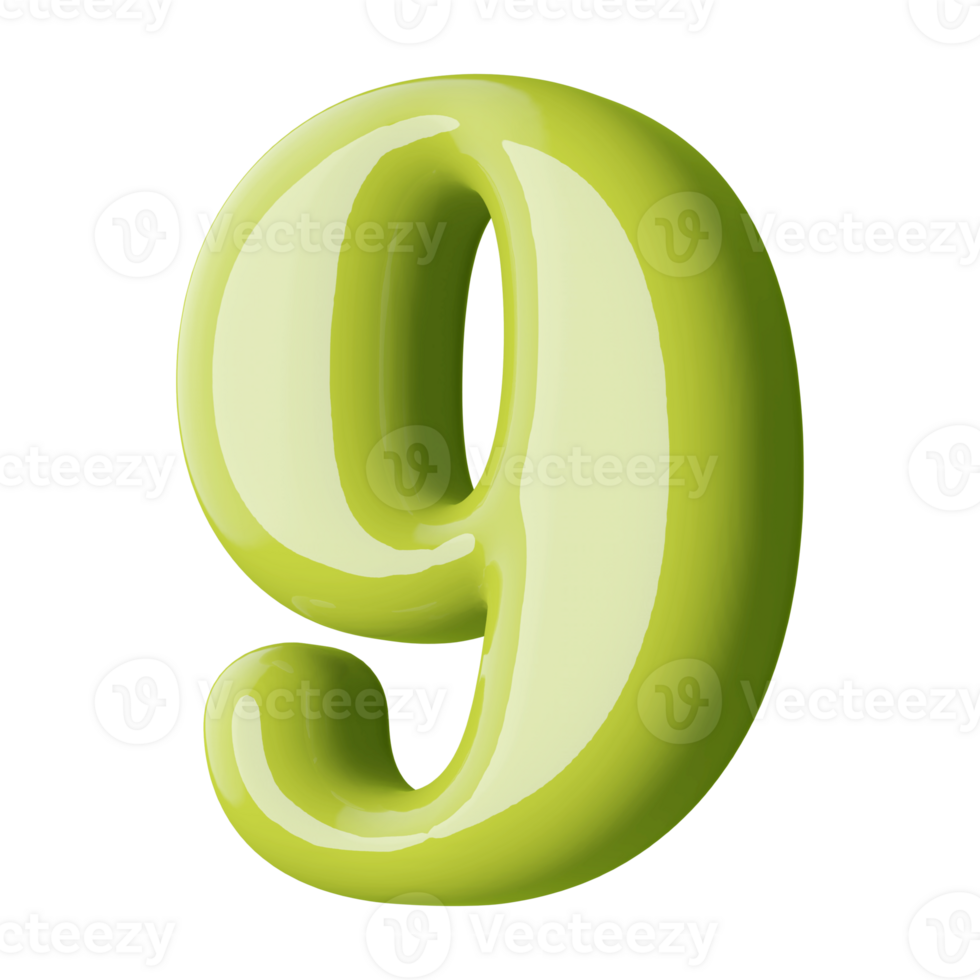 Green 3D Number 9 png