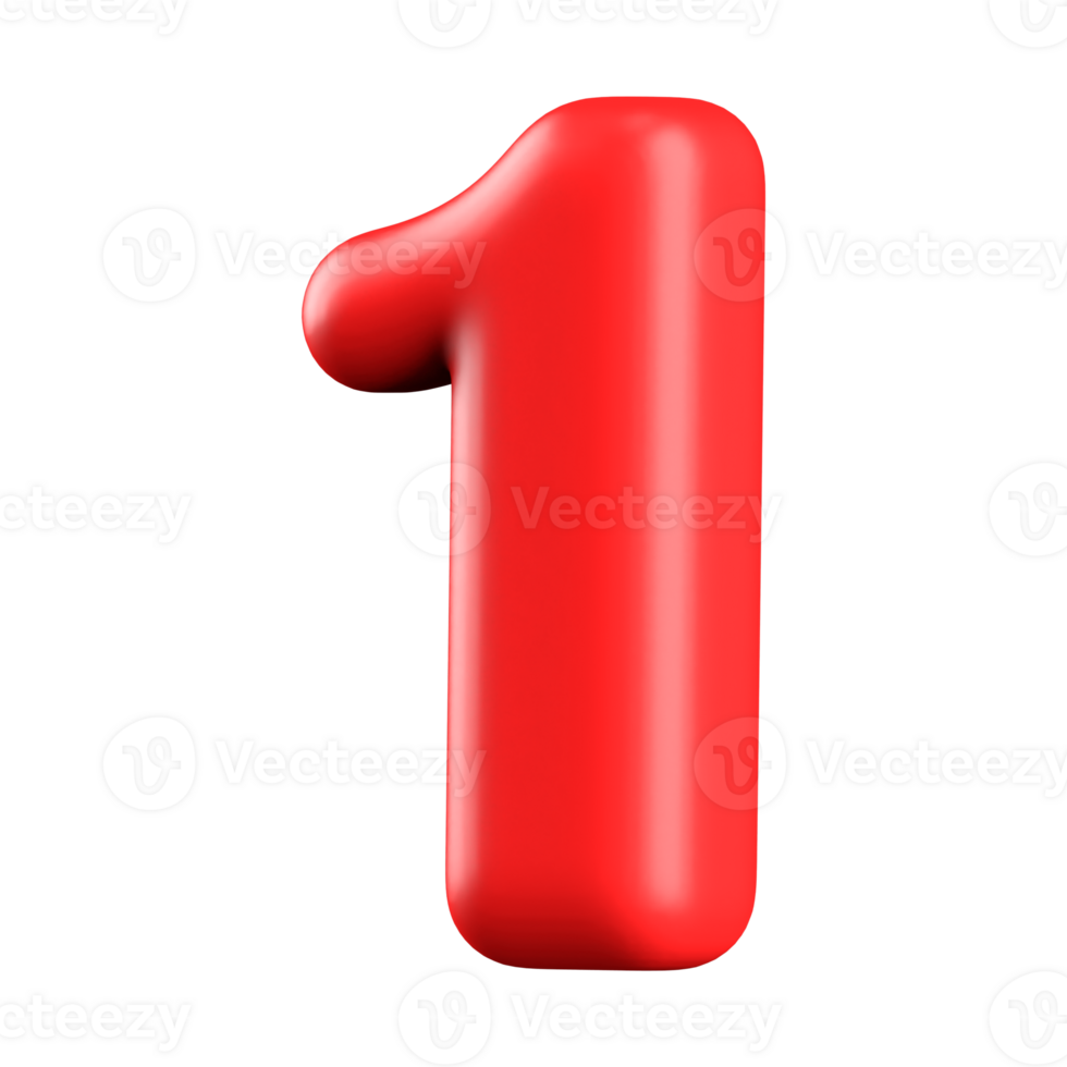 Red Bubble 3D Number 1 png
