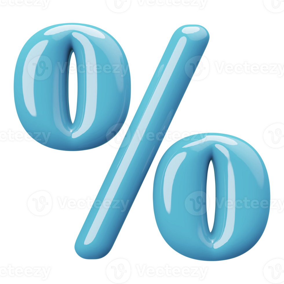 Blue 3D Percent Symbol png