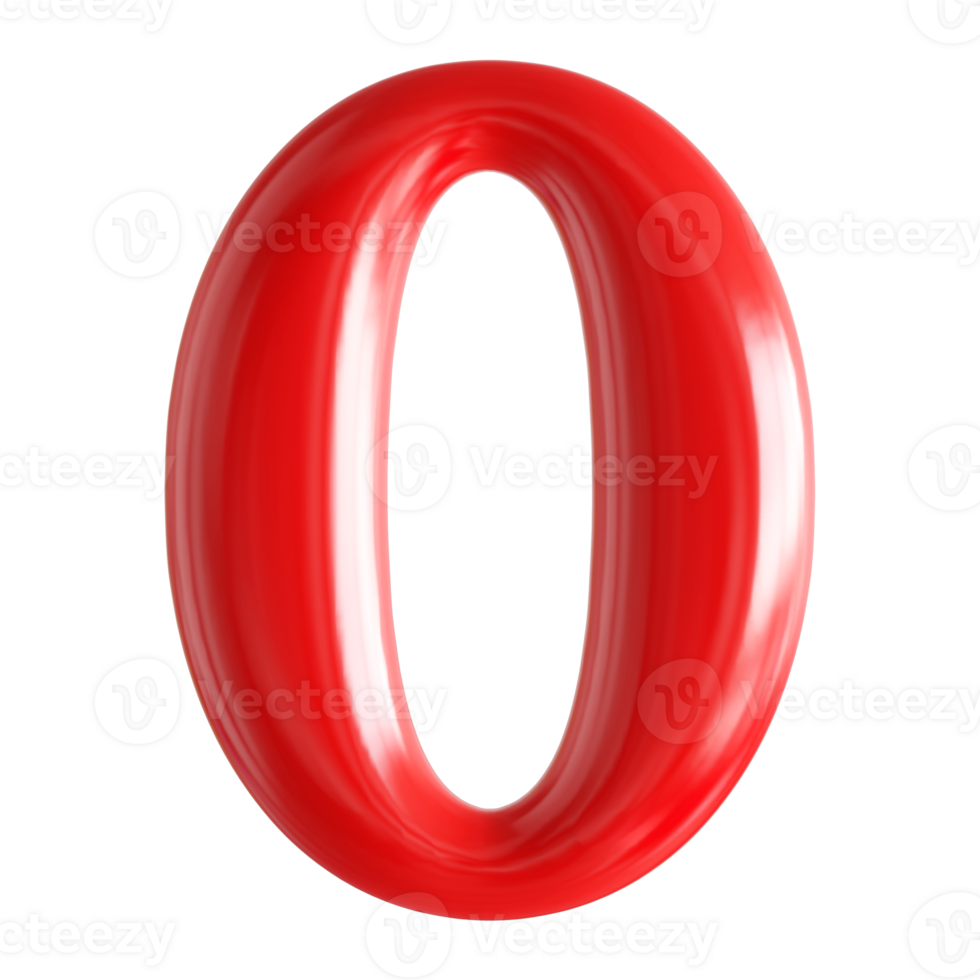 Red Bubble 3D Number 0 png