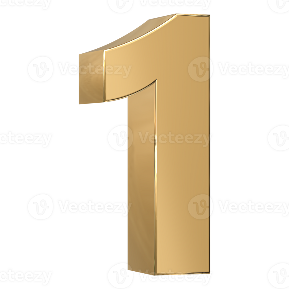Gold 3D Number 1 png